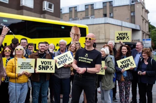 John Swinney on the campaign trail