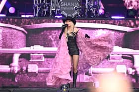 Shania Twain performs on the Pyramid stage during day five of Glastonbury Festival. 