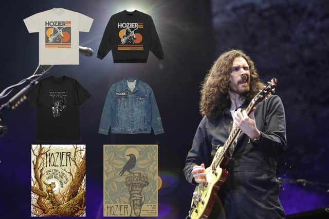 Some of the merchandise that Hozier has been selling during his North American tour, including prints of his shows - could Finsbury Park get its own art print? (Credit: Getty/Hozier)