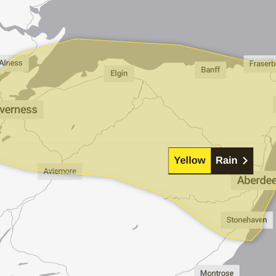 A yellow weather warning for rain has been issued for parts of Scotland this week, which will bring with it potential disruption including the risk of flooding and road closures. 