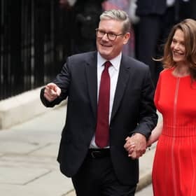 abour leader and incoming Prime Minister Sir Keir Starmer and wife Victoria enter 10 Downing Street 