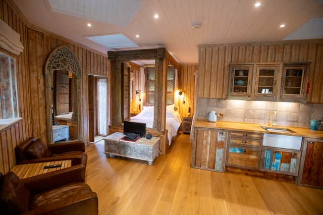 The interior has been created from upcycled and refurbished items