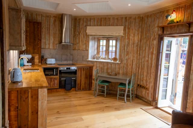 The kitchen and dining area