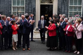 Prime Minister Sir Keir Starmer is applauded by Scottish Labour leader Anas Sarwar (centre left) and the new intake of Scottish Labour MPs