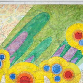 OS map of central Scotland marked to how potential impact of nuclear attack, c.1980s. Image © National Museums Scotland