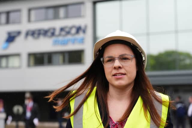 Deputy First Minister Kate Forbes during a visit to Ferguson Marine in Port Glasgow on Thursday