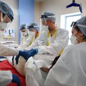 The Covid Inquiry report praised NHS staff and other public sector workers for their dedication during the Covid pandemic (Picture: Jeff J Mitchell/Getty Images)