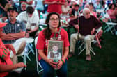 Francine Wheeler displays a photograph of her son, Sandy Hook Elementary shooting victim Ben Wheeler, at a rally in Newtown, Connecticut (Picture: Kena Betancur/AFP via Getty Images)