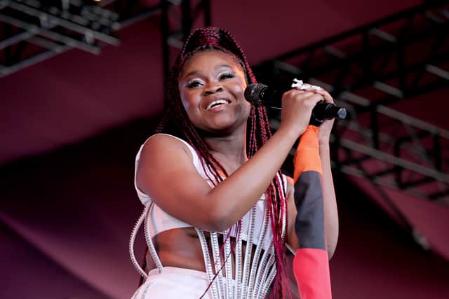 Sampa the Great performs on the Gobi stage during the 2022 Coachella Valley Music And Arts Festival on April 24, 2022 in Indio, California. (Photo by Theo Wargo/Getty Images for Coachella)