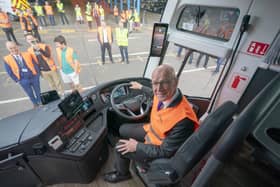 John Swinney announced Scottish Government support for zero-emissions buses during a visit to the Stagecoach depot in Dunfermline (Picture: Jane Barlow/PA)