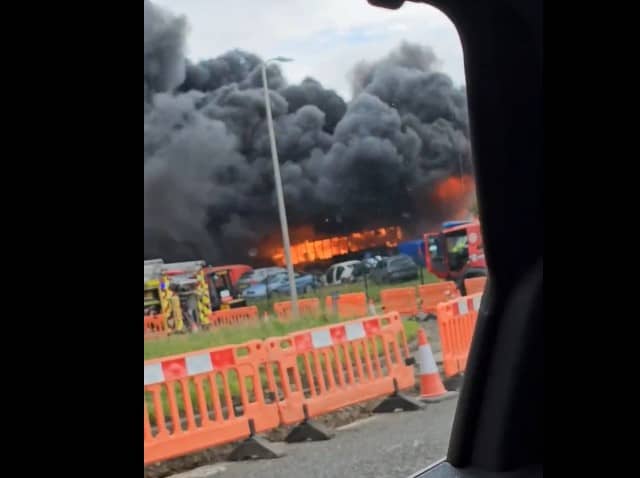 A clip from video captured of the fire at the Houston Industrial Estate in Livingston, West Lothian