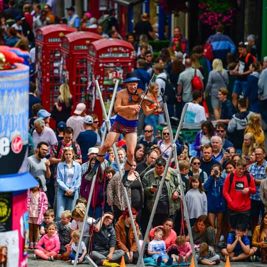 Throughout the Edinburgh Festival Fringe you can enjoy a walk down the Royal Mile where you can catch snippets from many of the shows, alongside plenty of street performers, jugglers, magicians and the dreaded human statues. 