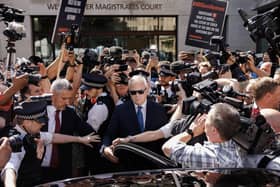 Broadcaster Huw Edwards leaves Westminster Magistrates' Court in London. Picture: Dan Kitwood/Getty Images