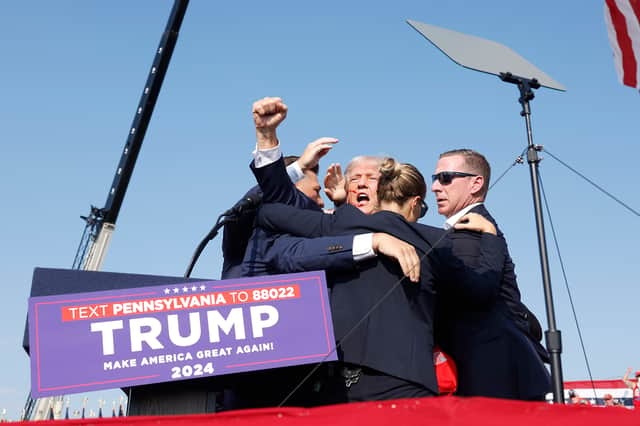 The aftermath of the assassination attempt on Donald Trump in Pennsylvania in the summer Photo: Anna Moneymaker/Getty Images