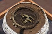 The hoard of Bronze Age jewellery that was lifted from a shallow pit in Rosemarkie in the Black Isle. PIC: GUARD Archaeology.