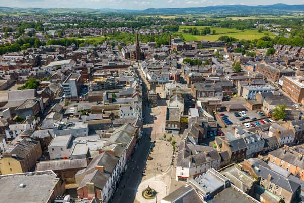 City center Dumfries by drone - homes in Dumfries and Galloway recorded the biggest jump in price across the country