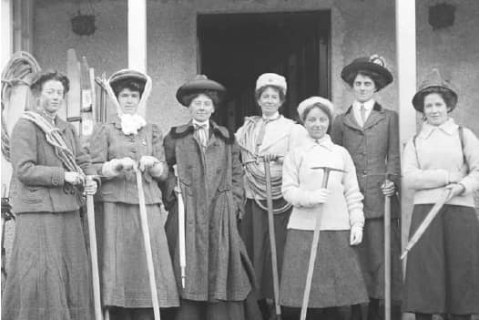 Jane Inglis Clark of Edinburgh (pictured holding ropes), a founding member of the Ladies' Scottish Climbing Club. Members are pictured ahead of a New Year outing in 1909 (Picture submitted)