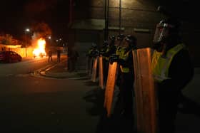 A police car burns as officers are deployed on the streets of Hartlepool following a violent protest, in the wake of the Southport stabbing attacks. A 'far-right' protest is planned for Glasgow in September. Picture: PA