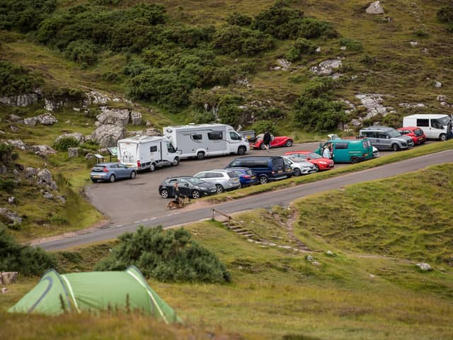 A car park and lay-by close to Ullapool on the North Coast 500