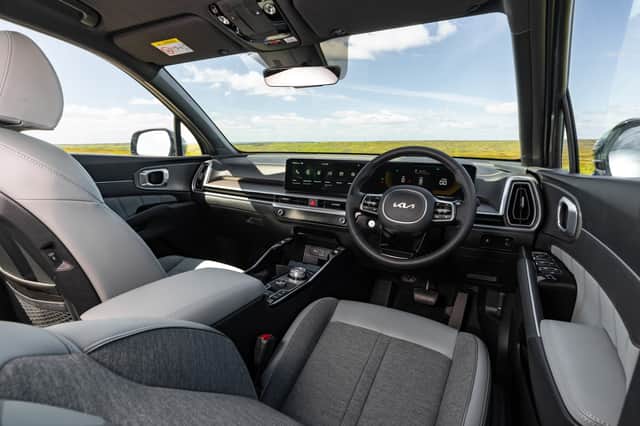 The Sorento gets Kia’s latest dash layout, seen in both the EV6 and EV9