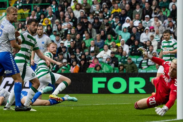 Liam Scales scores Celtic's second goal against Killie