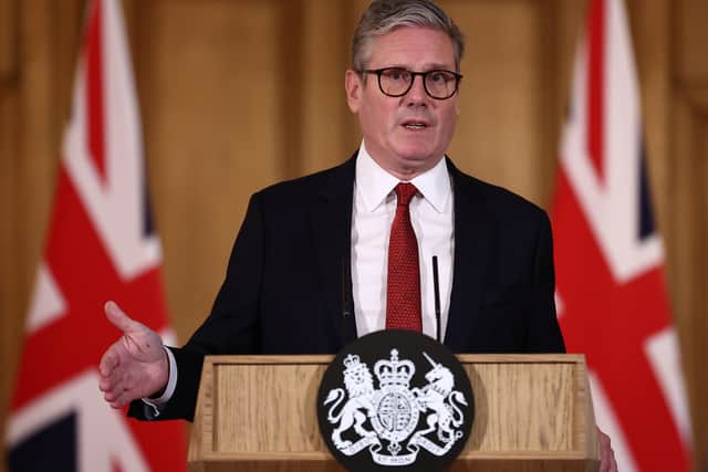 Prime Minister Sir Keir Starmer speaks during a press conference in Downing Street, London,