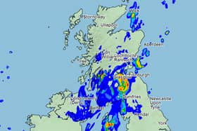 A Met Office map of the rainfall pattern as at 6.30pm on Monday