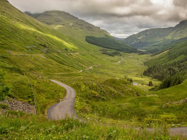 A scenic view of the A83 Rest and Be Thankful