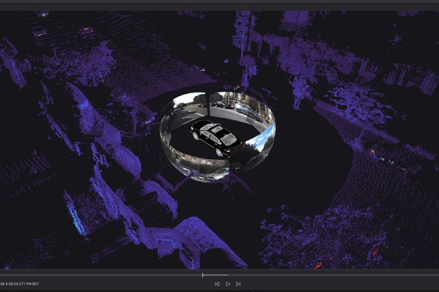 A visualisation of the data being gathered by the car from Blackford Avenue in Edinburgh through its cameras and sensors