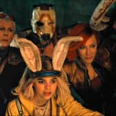 Kevin Hart as Roland, Jamie Lee Curtis as Tannis, Ariana Greenblatt as Tiny Tina, Florian Munteanu as Krieg, and Cate Blanchett as Lilith in Borderlands