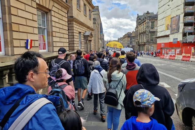 Pedestrians forced to share one pavement on George IV Bridge in Edinburgh