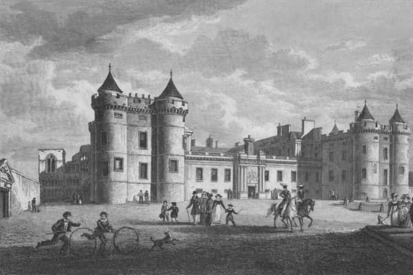The Palace of Holyroodhouse depicted in 1831 when its grounds provided protection for debtors (Picture: Fisher Son & Co/The Print Collector/Getty Images)