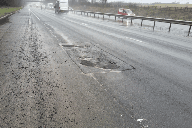 The poor condition of the M8 near Harthill