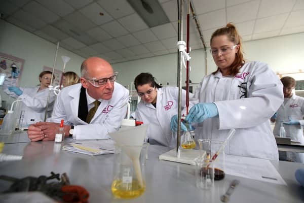 First Minister John Swinney during a visit to Forth Valley College while he was Education Secretary. Lecturers are due to strike at the college as the new term gets underway amid a long-running dispute over pay.
PIC: Andrew Milligan/PA Wire