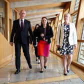 First Minister John Swinney, Deputy First Minister Kate Forbes and Finance Secretary Shona Robison. Image: Getty Images.
