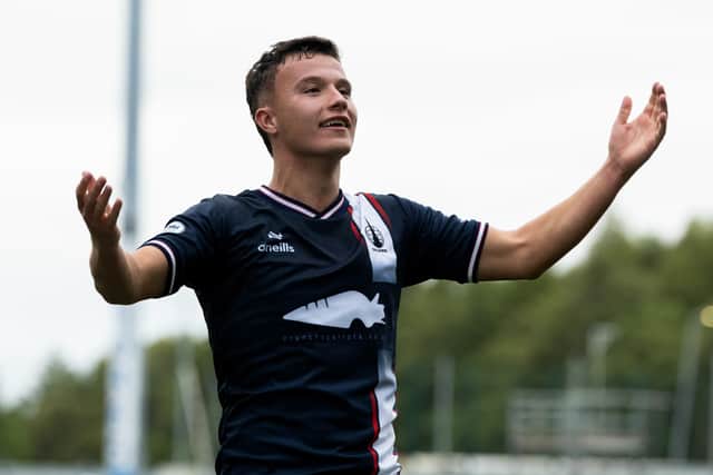 Dylan Tait takes the acclaim after scoring for Falkirk.