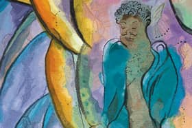Detail from Caged Bird's Song by Chris Ofili at Dovecot