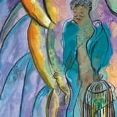 Detail from Caged Bird's Song by Chris Ofili at Dovecot