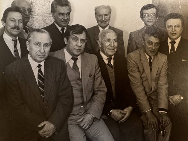 Professor John Erickson, co-chair of the Cold War-era Edinburgh Conversations, which are credited in creating a breakthrough in East West relations, is pictured third from left in the front row.