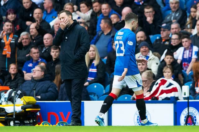 Michael Beale in his final game at Ibrox, a 3-1 loss to Aberdeen. Cr: SNS Group.