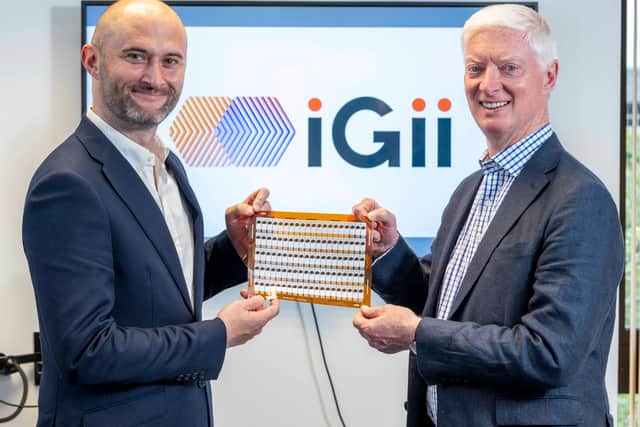 Al Denholm, CEO of the Scottish National Investment Bank (r), alongside Jean-Christophe Granier, CEO of investee company, iGii. Picture: Phil Wilkinson