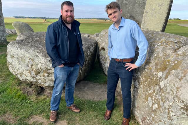 PhD student Anthony Clarke (right) and Professor Chris Kirkland (left) of Curtin University in Western Australia who led research into the Altar Stone alongwith colleagues from London, Wales, Italy and Canada. PIC: Curtin University.

