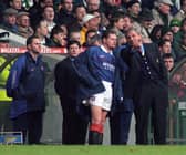 Rangers manager Walter Smith prepares to send on Paul Gascoigne in a game against Celtic. Cr: SNS Group.