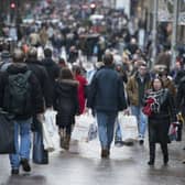 People carrying shopping bags on Buchanan Street in Glasgow city centre. UK government borrowing soared to 3.1 billion pounds last month. Picture: John Linton/PA Wire