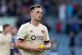 Hearts captain Lawrence Shankland cuts a dejected figure after the 2-0 defeat at Falkirk in the Premier Sports Cup.