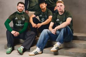 The new Celtic third shirt, inspired by the famous Celtic Park terracing. Cr: Celtic FC.