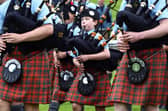Oban High School Pipe Band play during the Argyllshire Gathering on August 22, 2024