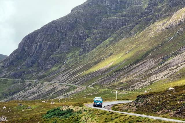 The Bealach-Na-Bà mountain pass near Applecross on Thursday