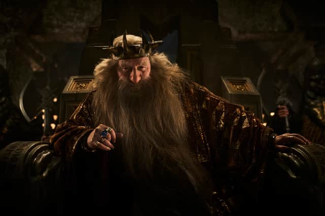 Peter Mullan as King Durin III in the second season on Prime Video's The Rings of Power.