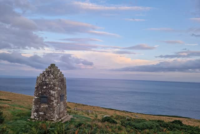Badbea in Sutherland. The monument to the residents who settled at Badbea after being cleared from the straths at the turn of 19th Century. The memorial was built from the stones of the home of John Sutherland by his son, Alexander, who left for New Zealand in 1838. The last resident left Badbea in 1911.